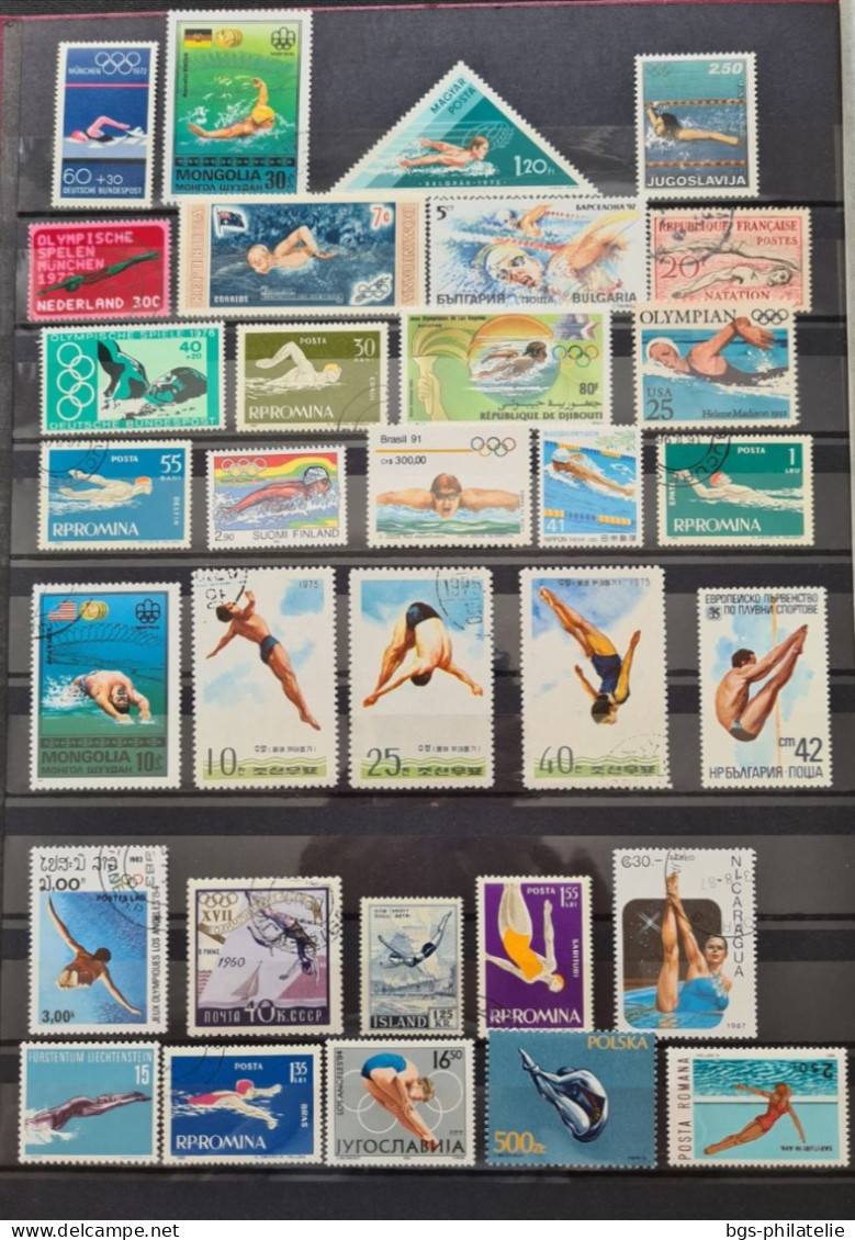 Collection de timbres sur le thème du Sport.