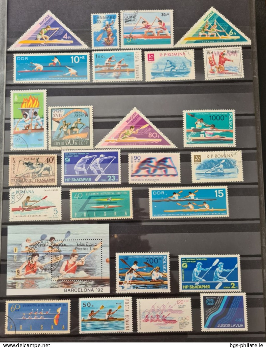 Collection de timbres sur le thème du Sport.