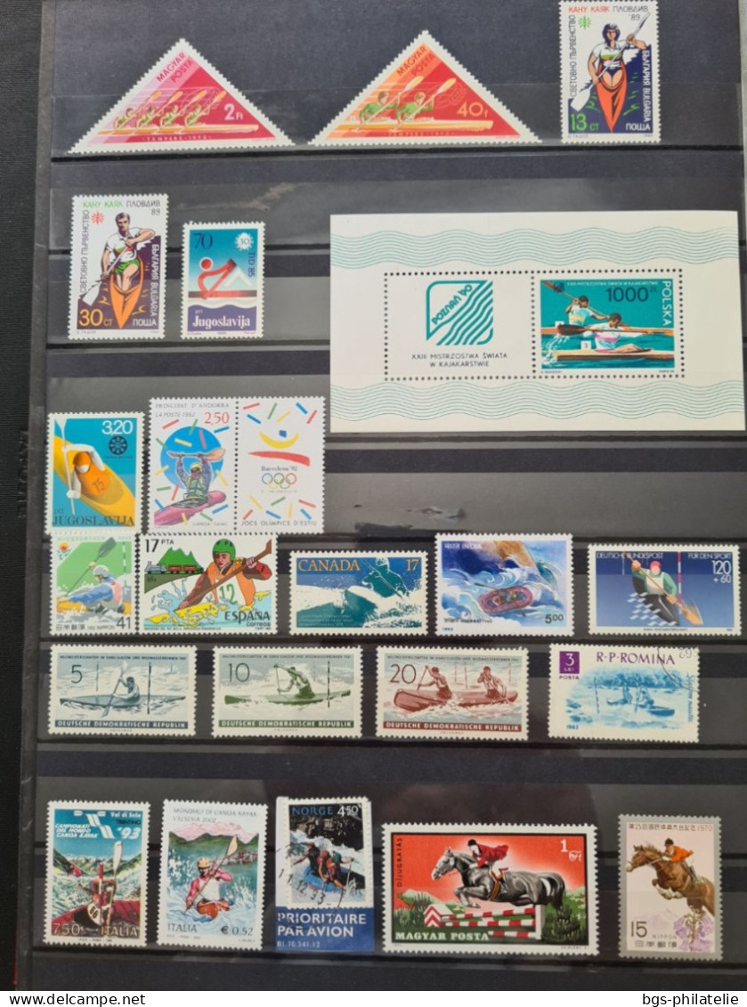 Collection de timbres sur le thème du Sport.