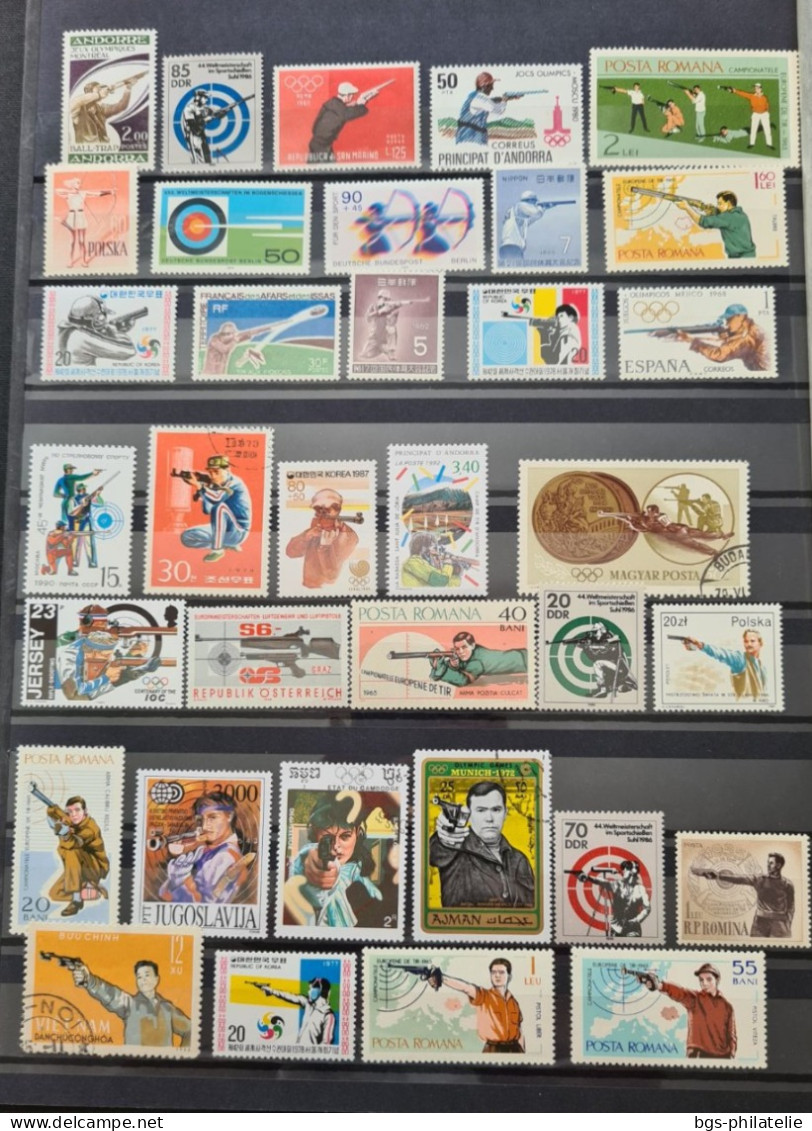 Collection de timbres sur le thème du Sport.