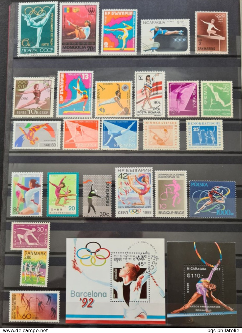 Collection de timbres sur le thème du Sport.