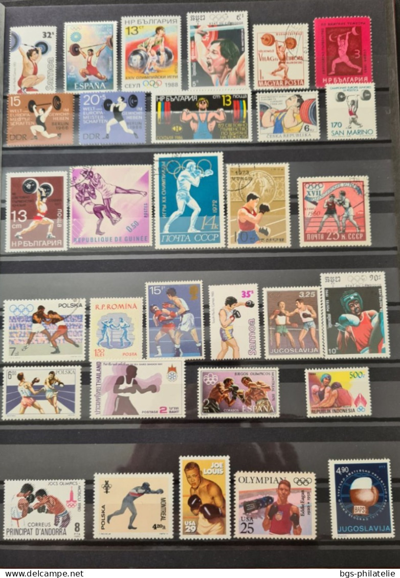 Collection de timbres sur le thème du Sport.