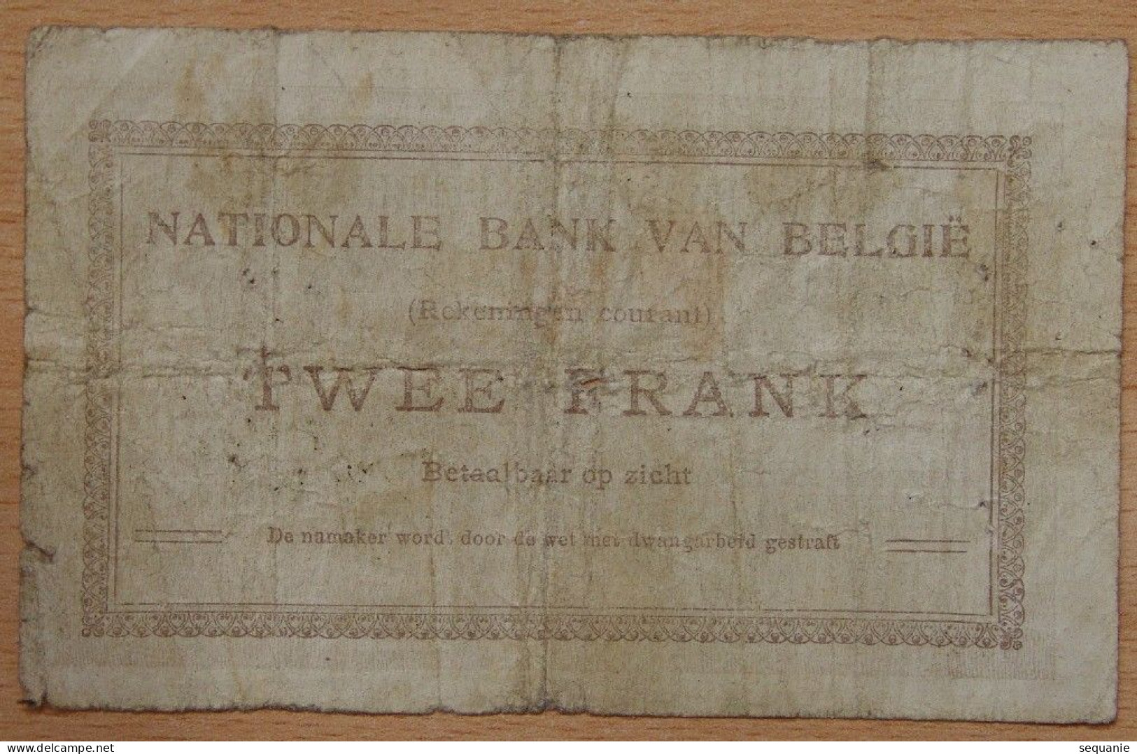 Billet Belgique - 2 Francs Banque Nationale Bruxelles 27 Août 1914 - 5-10-20-25 Francos