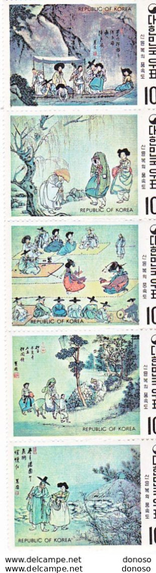 COREE DU SUD 1971 PEINTURES DE SHIN YUNBOK Yvert 668-672 NEUF** MNH Cote : 30 Euros - Korea (Süd-)