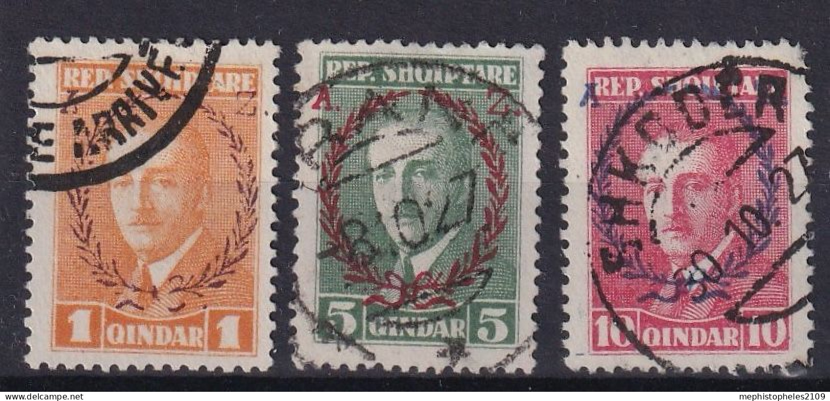 ALBANIA 1927 - Canceled - Mi 151A,153A, 154A - Albania