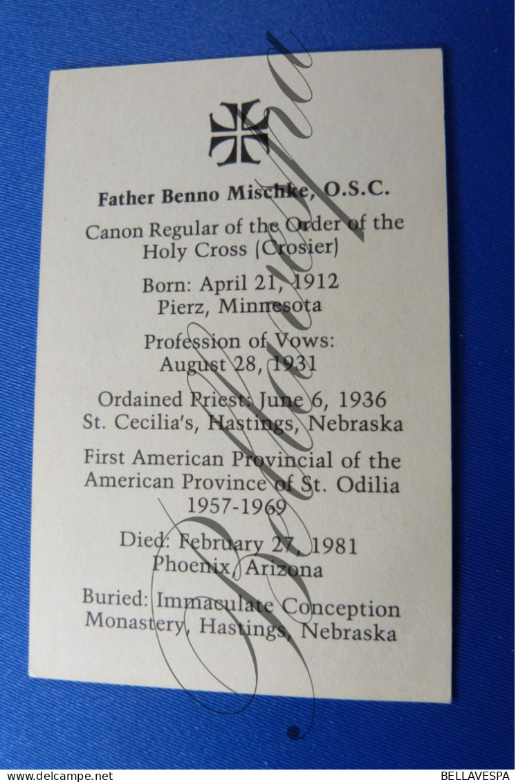 Benno MISCHKE Kruisheer April 1912 Pierz Minnesota Hastings St Cecilia's  St Oldilia  Died Phoenix Arizona 1981 - Obituary Notices