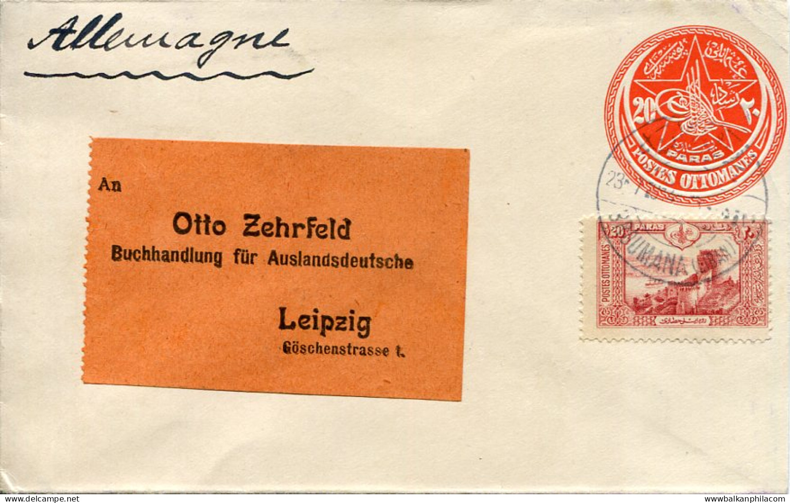 1914 Lebanon Ottoman Broummana To Germany RR - Sonstige & Ohne Zuordnung