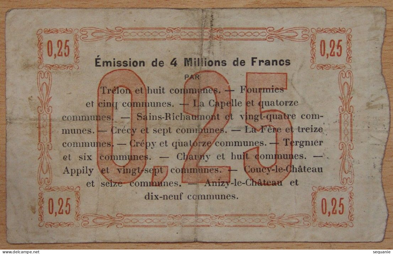 Nord - Aisne -Oise  (59-02-60) Bon Régional De 25 Centimes Fourmies Le 24 Octobre 1915 - Bonds & Basic Needs