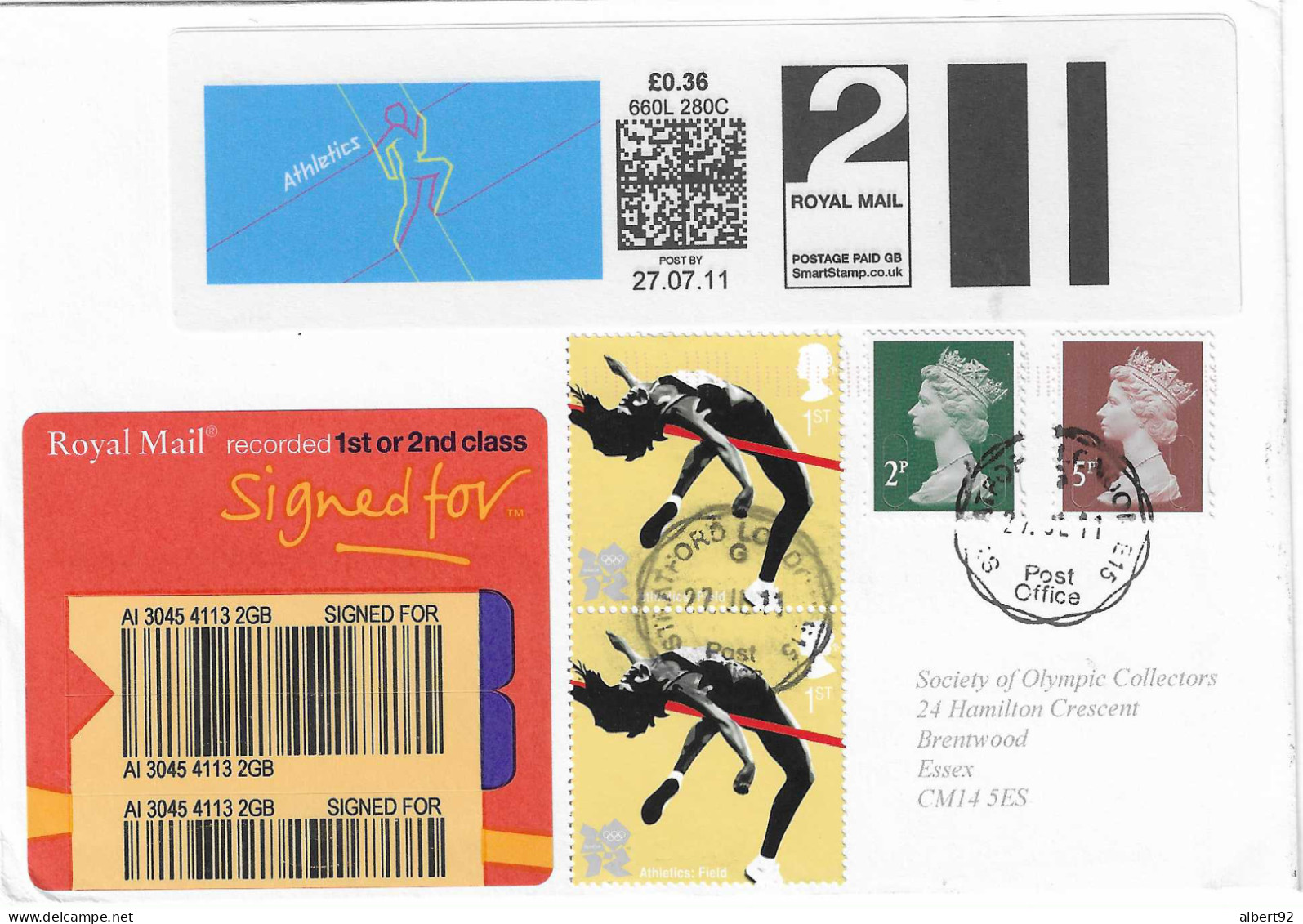 2012 L'Athlétisme Aux Jeux Olympiques De Londres 2012 (Saut En Hauteur) : Smart Stamp + Cachet Postal - Eté 2012: Londres