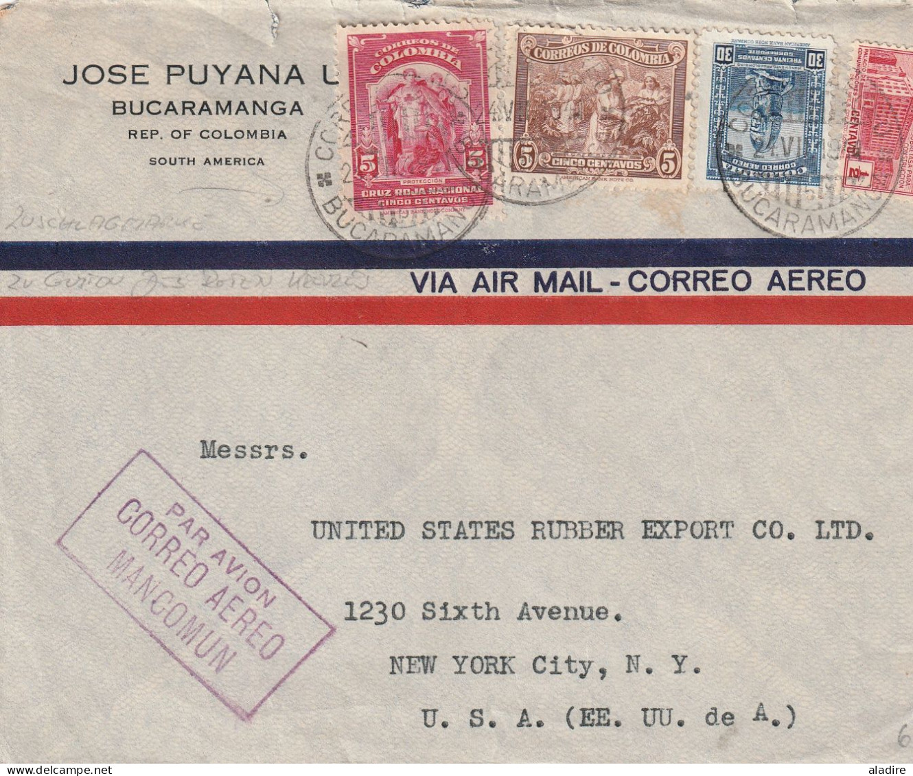 1926 / 1946 - CORREO AEREO - lot de 7 enveloppes (dont 2 portions) PAR AVION Via Aerea - 14 scans