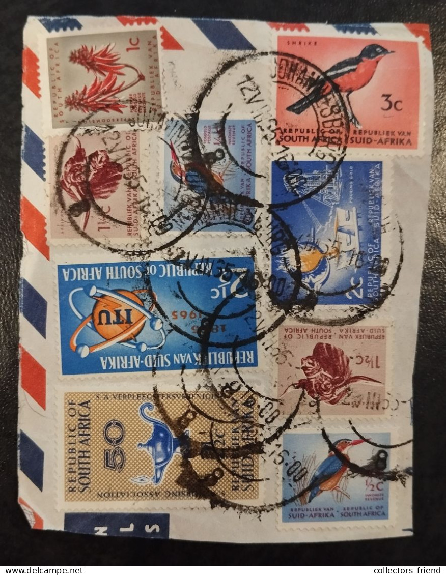 South Africa - Südafrica - 1965 - Piece With 9 Stamps On Paper - Used - Brieven En Documenten