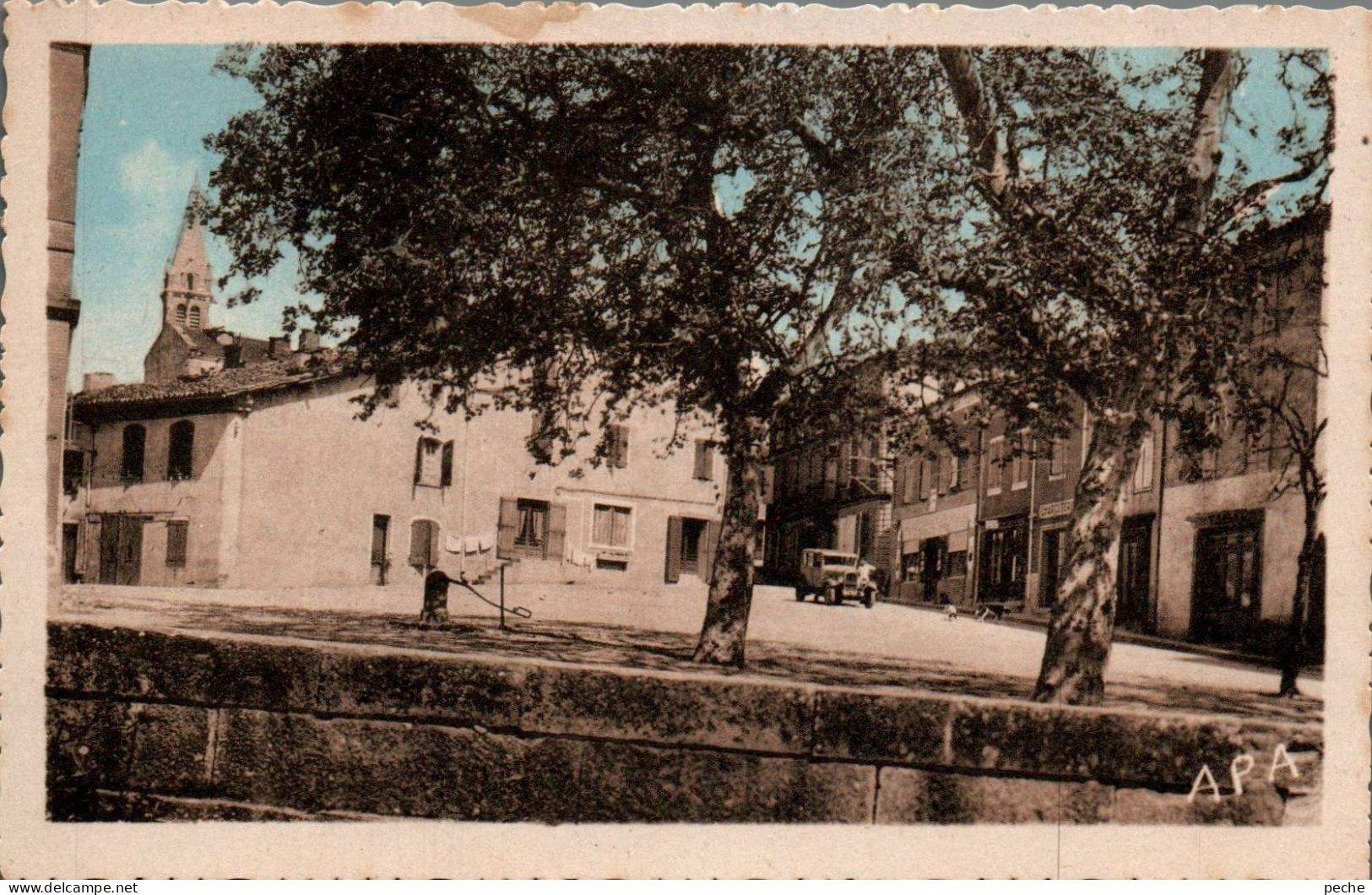 N°951 Z -cpa Monclar De Quercy -la Place De La Mairie Et Clocher- - Montclar De Quercy