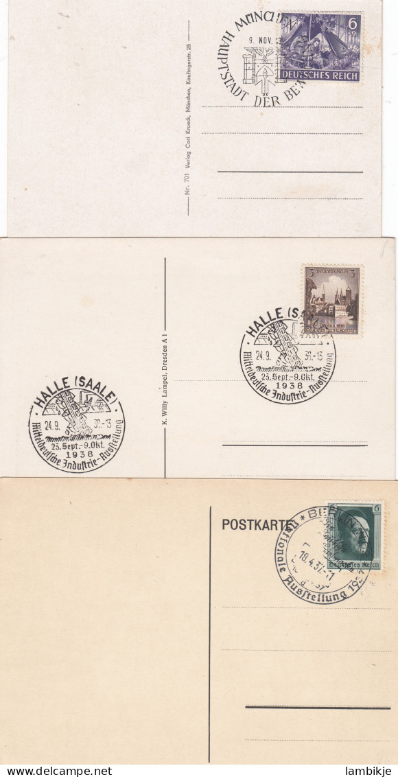 Deutsches Reich 3 Postkarten Mit Sonderstempel - Lettres & Documents