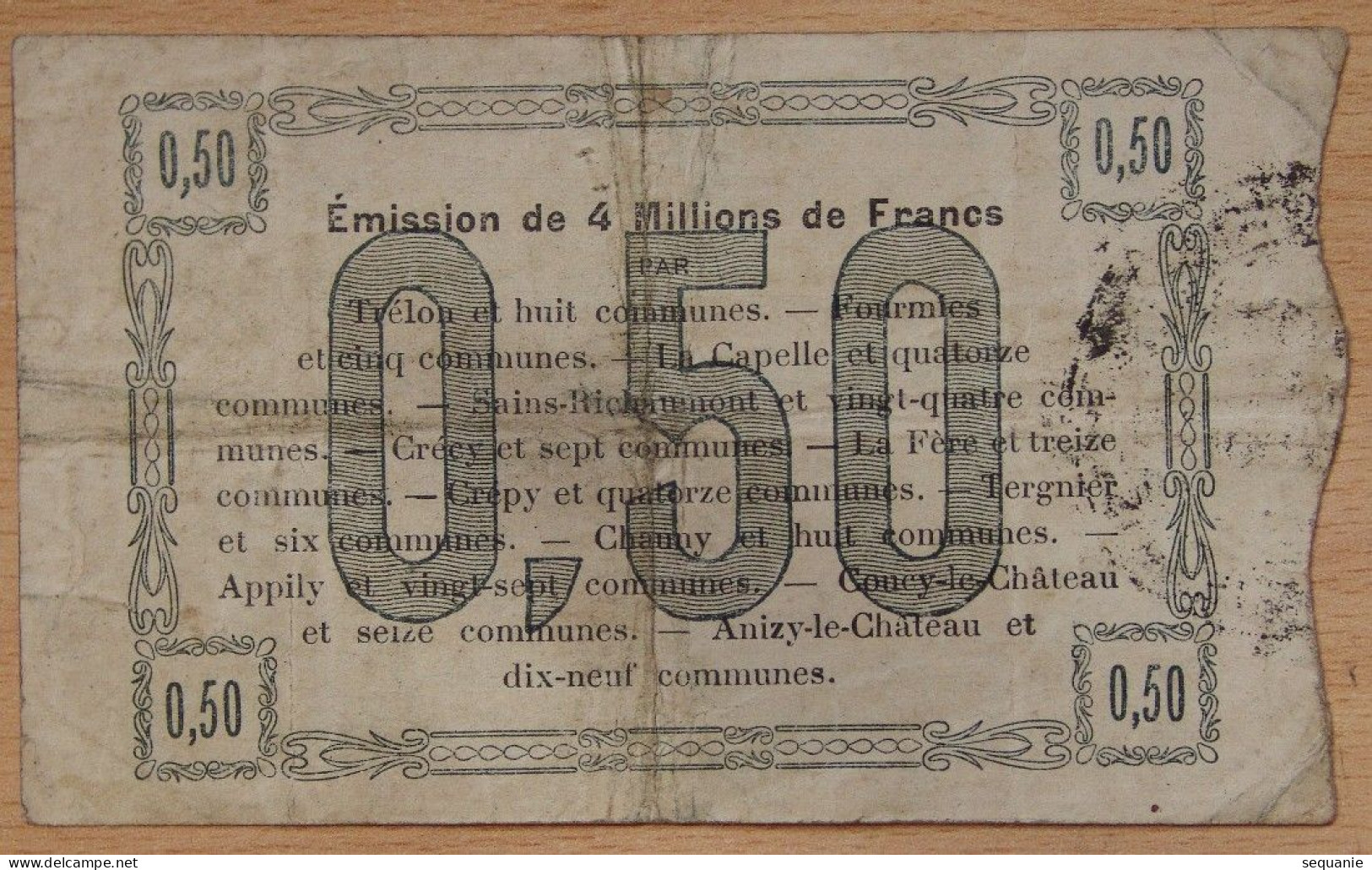 Nord - Aisne -Oise  (59-02-60) Bon Régional De 50 Centimes Fourmies Le 24 Octobre 1915 - Bons & Nécessité