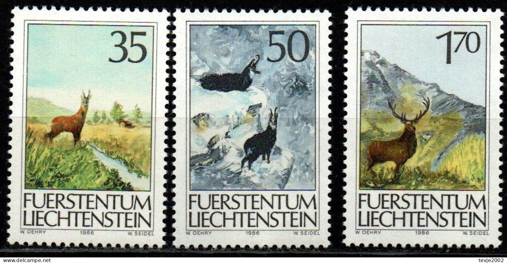 Liechtenstein 1986 - Mi.Nr. 907 - 909 - Postfrisch MNH - Tiere Animals - Selvaggina