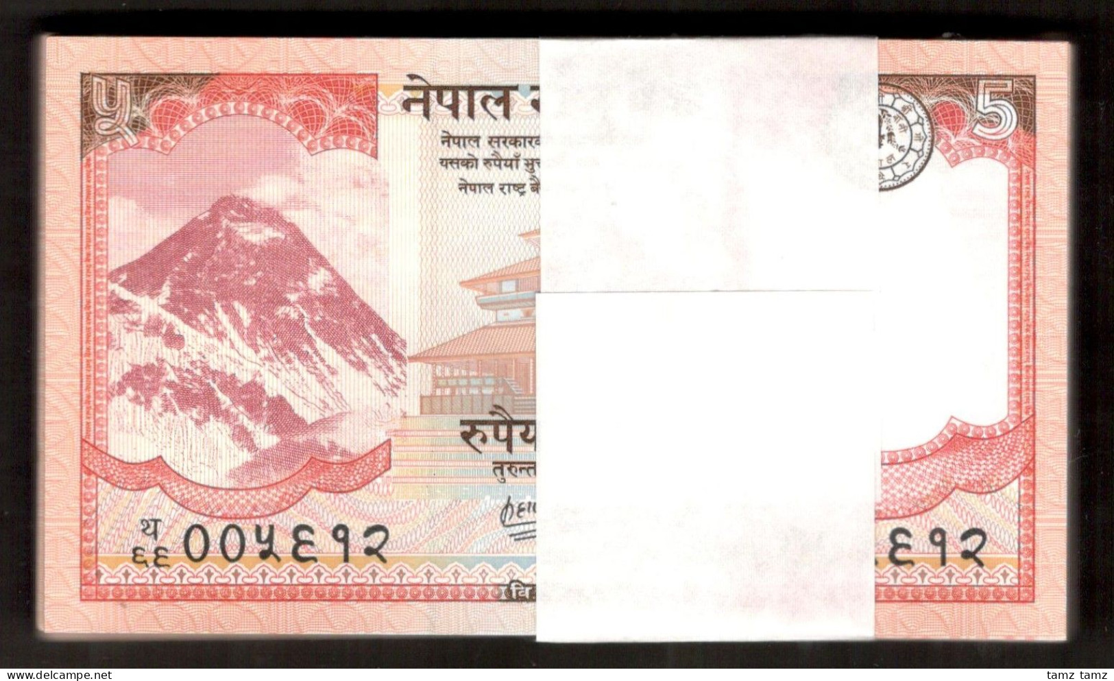 Lot 100 Pcs 1 Bundle Nepal 5 Rupees Yak P-76 2020 UNC Taken From Brick - Nepal