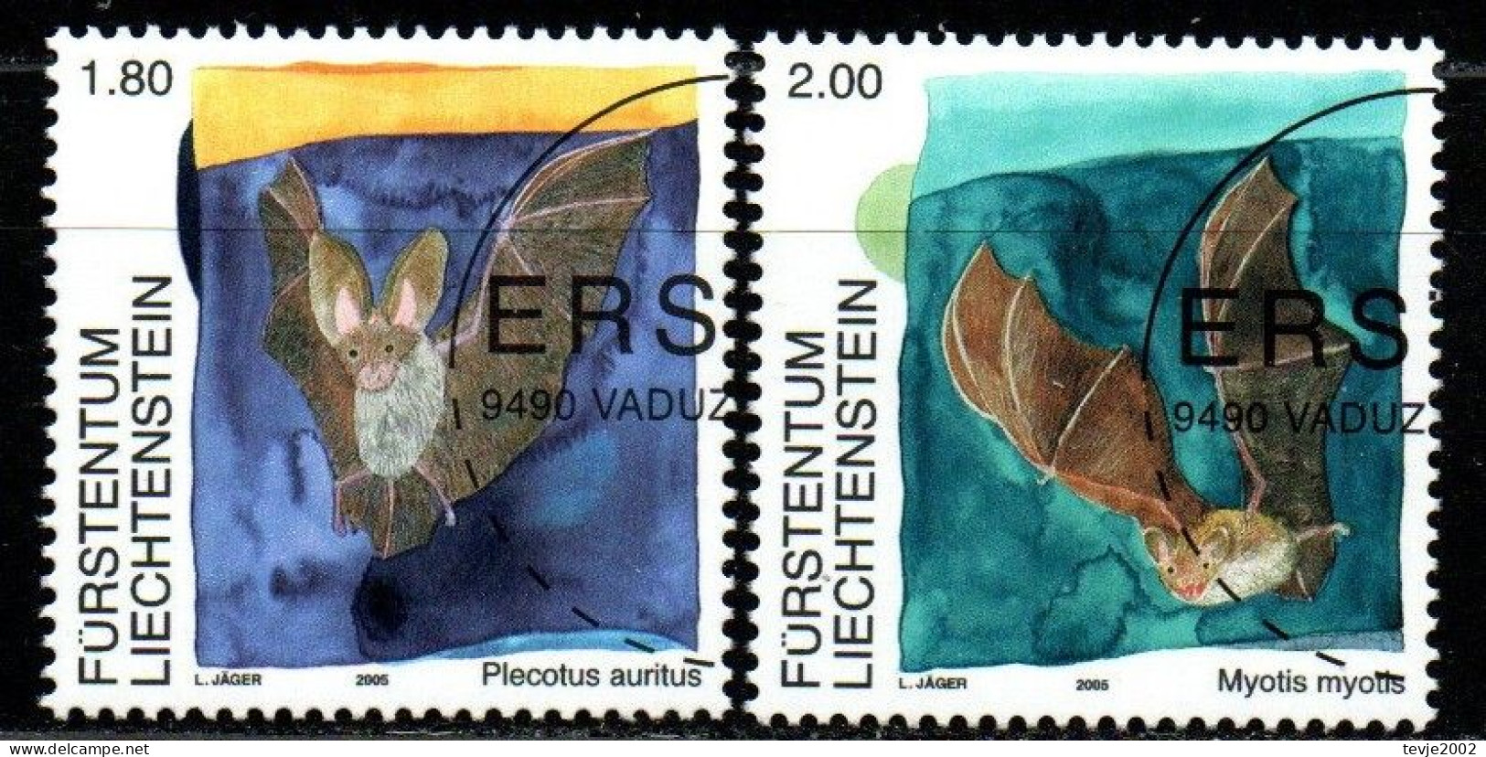 Liechtenstein 2005 - Mi.Nr. 1389 - 1390 - Gestempelt Used - Tiere Animals - Bats