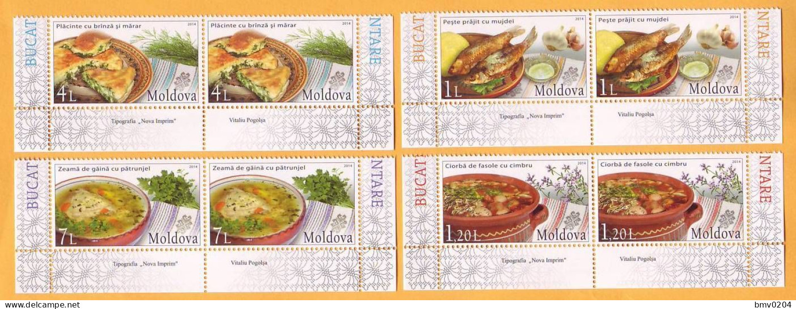 2014 Moldova Moldavie Moldau  National Cooking. Zeame. Plachinte. Fish. Chiorbe. (The Complete Series) X2 Mint - Moldavie