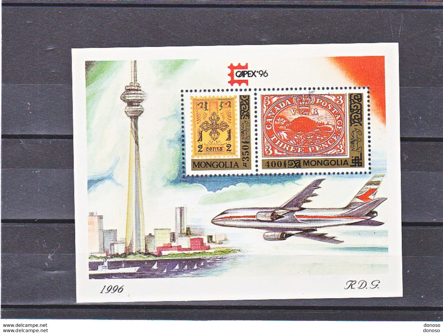 MONGOLIE 1996 CAPEX 96, Timbres Sur Timbres, Avion Yvert BF 232B, Michel Bl 256 NEUF** MNH Cote :yv 15 Euros - Mongolia