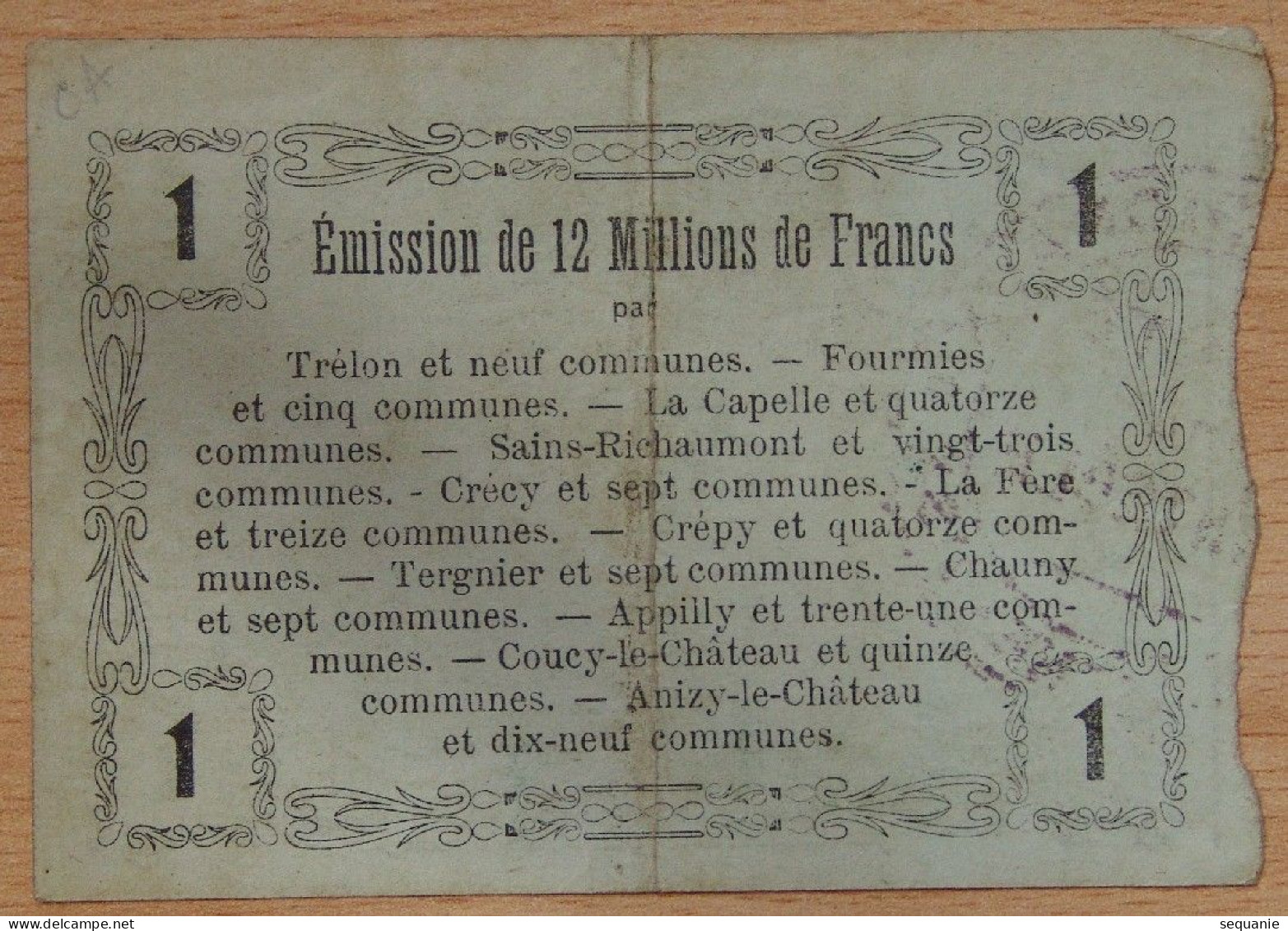 Nord - Aisne -Oise  (59-02-60) Bon Régional De 1 Franc Fourmies Le 08 Mai 1916 Série 8 - Bonds & Basic Needs