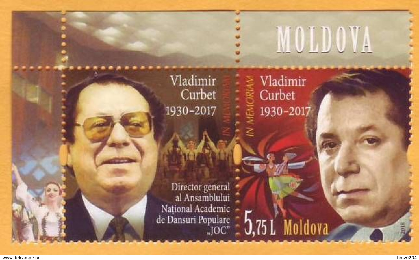 2018 Moldova Moldavie  1v Mint In Memory Vladimir Kurbet Curbet. Artist. Dancing. Ensemble "JOC" - Danse