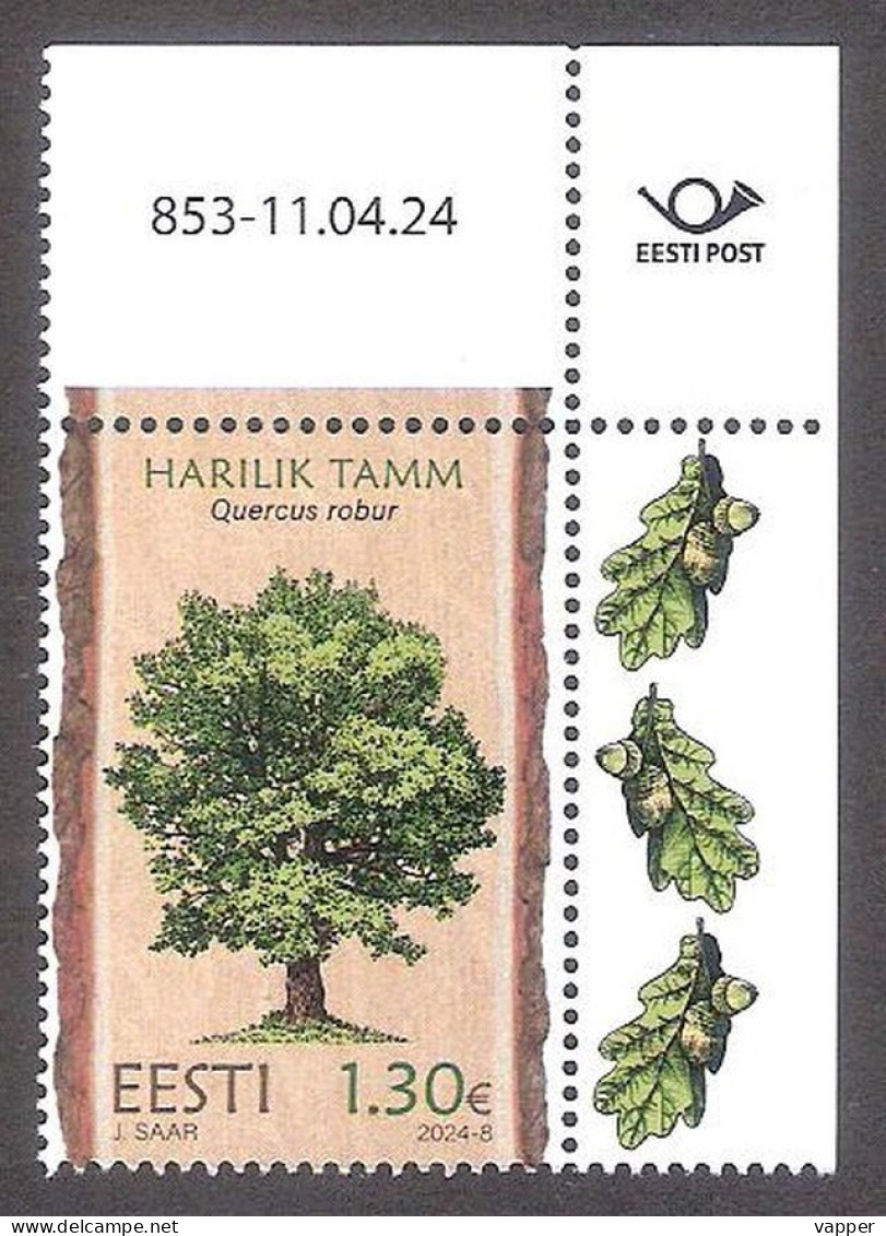 Forest Trees – Oak Estonia 2024 MNH Corner Stamp With Issue Nr  Mi 1101 - Estonia