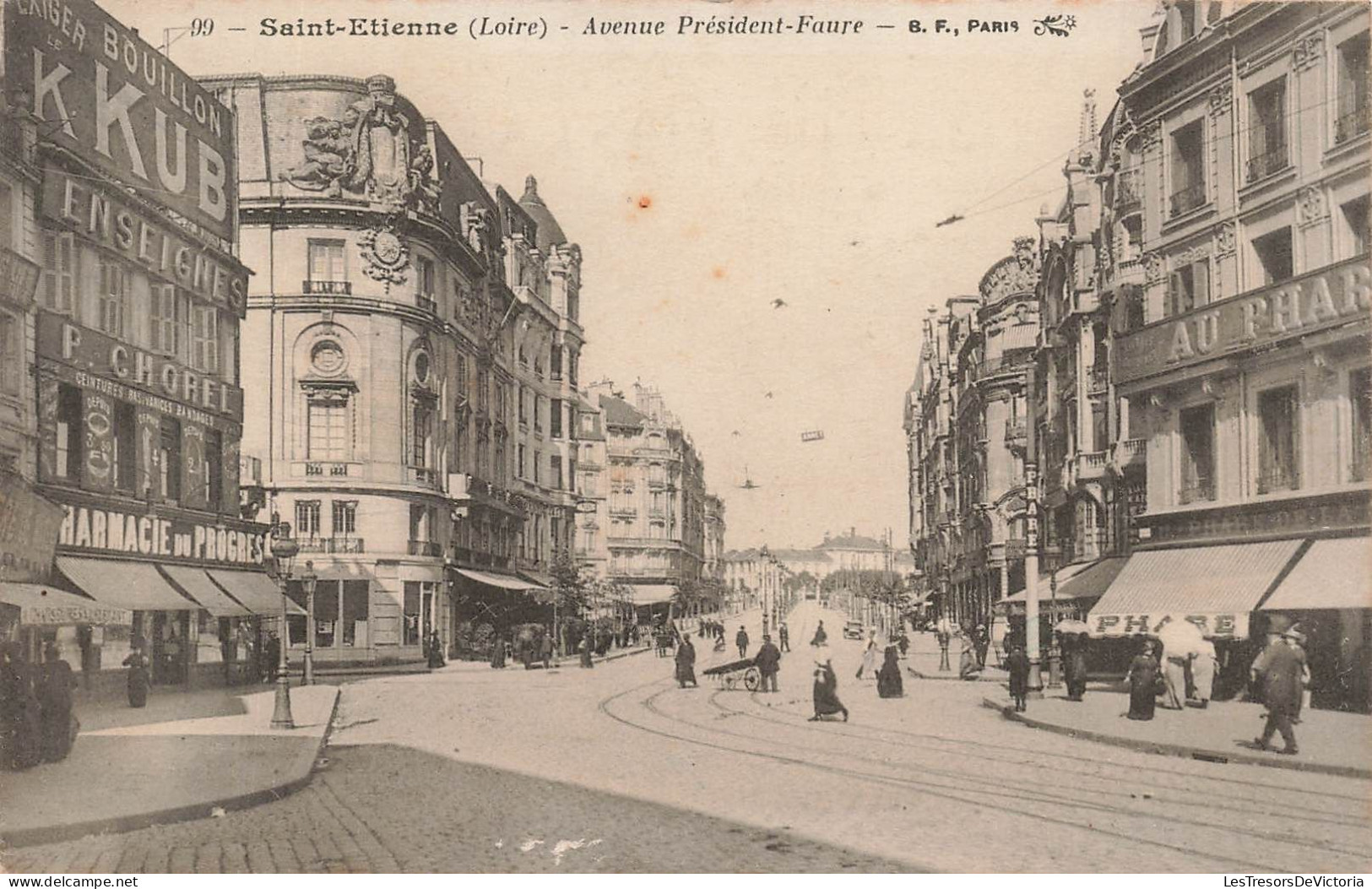 FRANCE - Saint Etienne (Loire) - Vue Sur Une Avenue Président Faure - B F Paris - Animé - Carte Postale Ancienne - Saint Etienne