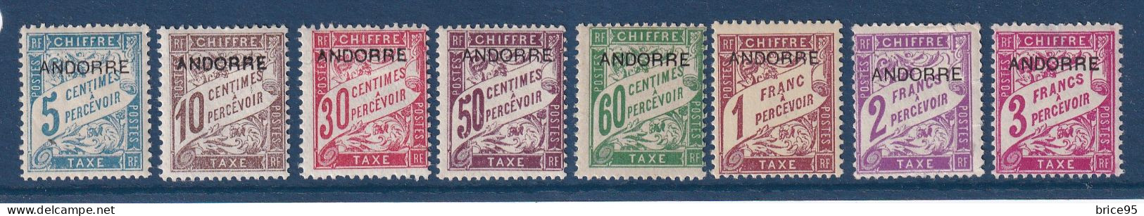 Andorre Français - Taxe YT N° 1 à 8 * - Neuf Avec Charnière - N° 8 Avec Aminci - 1931 Et 1932 - Ongebruikt