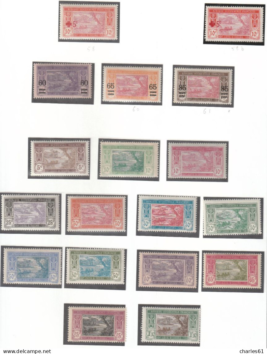 COTE D'IVOIRE - LOT TIMBRES (1892-1944) Neufs **/*/obl : Cote +760€ - Unused Stamps