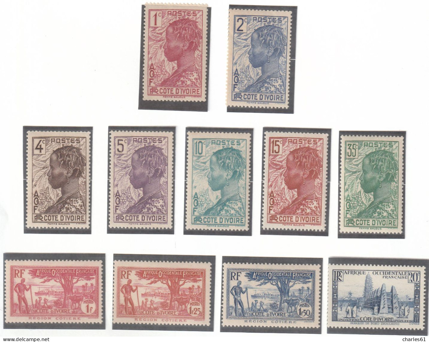 COTE D'IVOIRE - LOT TIMBRES (1892-1944) Neufs **/*/obl : Cote +760€ - Unused Stamps