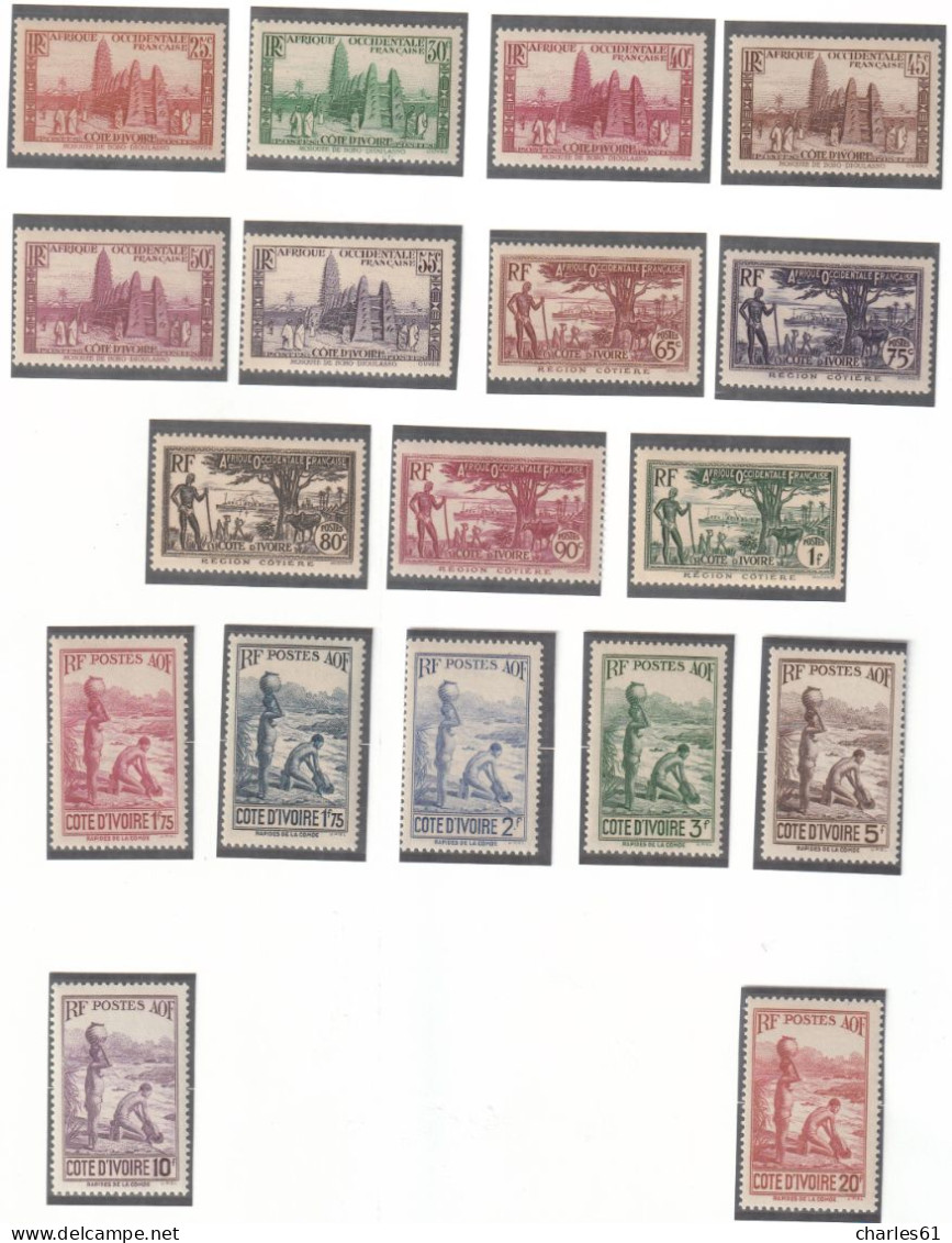 COTE D'IVOIRE - LOT TIMBRES (1892-1944) Neufs **/*/obl : Cote +760€ - Unused Stamps