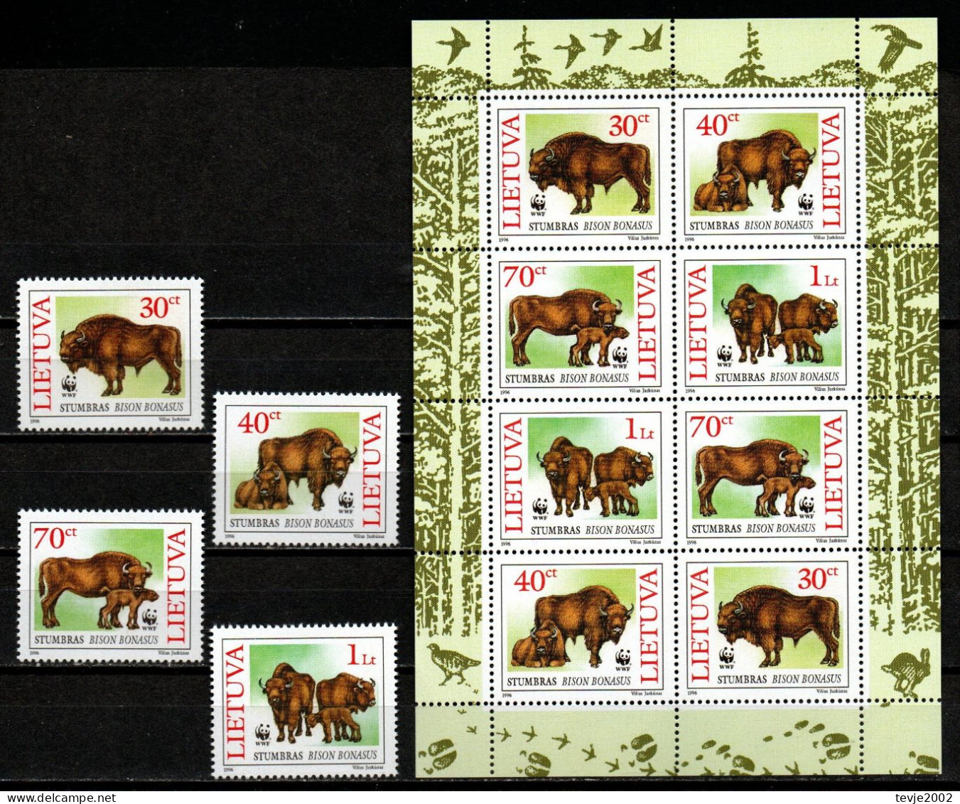 Litauen 1996 - Mi.Nr. 599 - 602 - Postfrisch MNH - Tiere Animals Bison Wisent - Wild