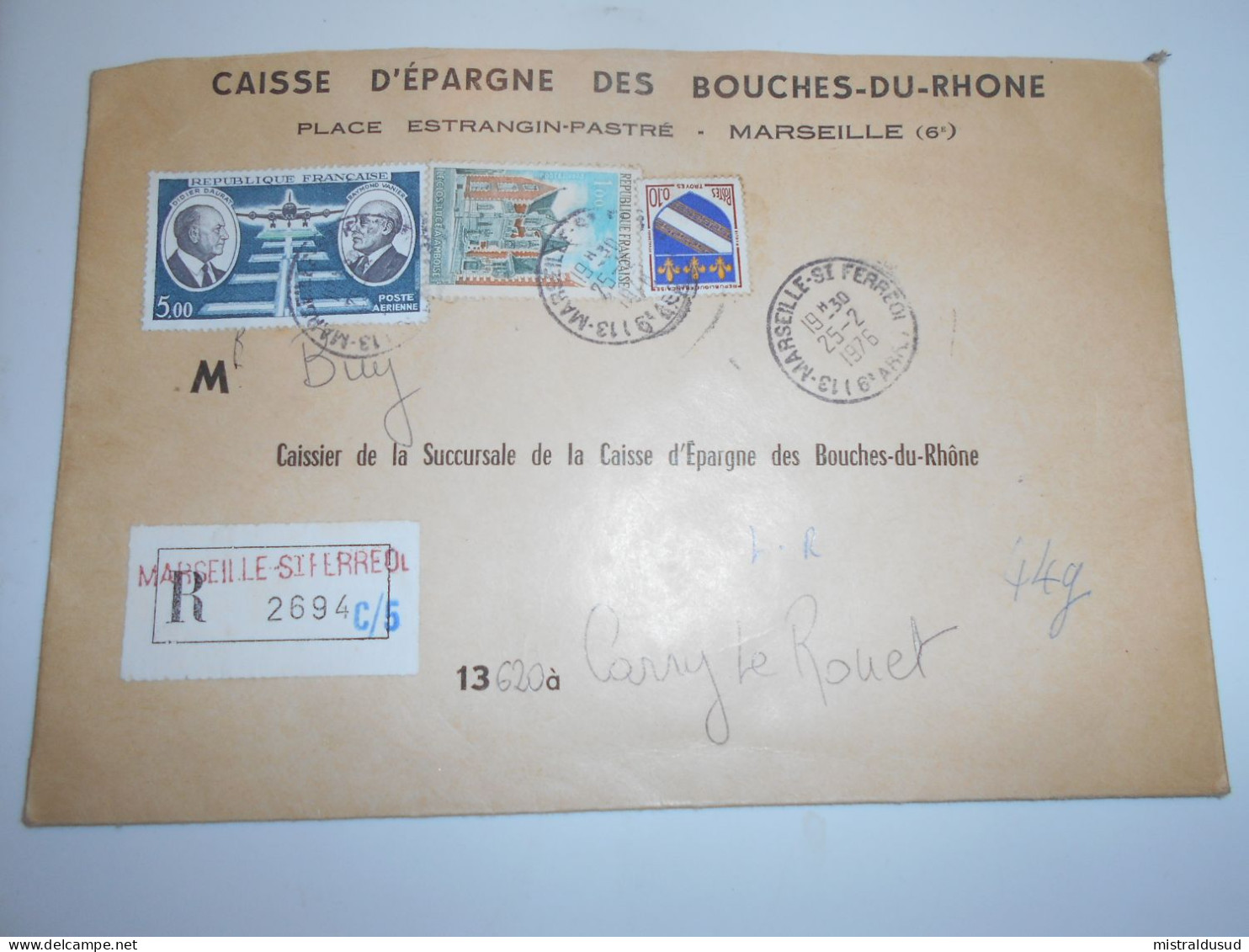 France , Lettre Recommandee  De Marseille 1976 Pour Carry Le Rouet - Storia Postale