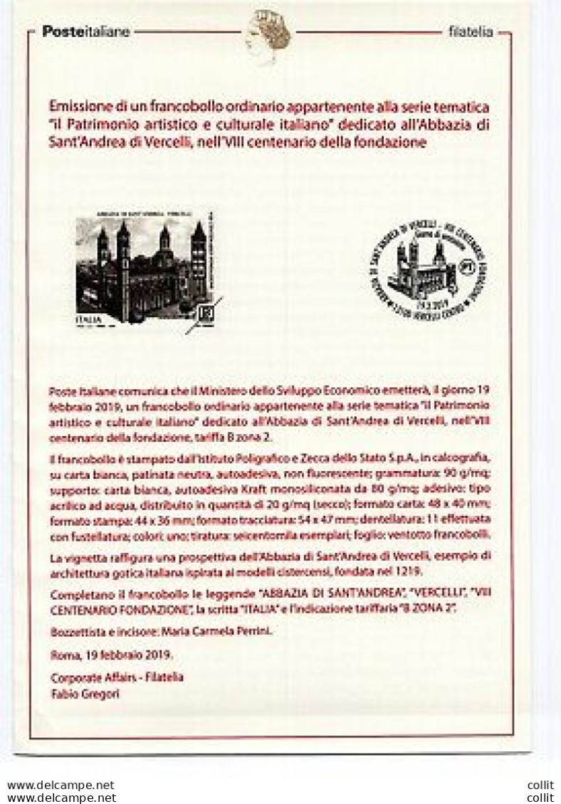 Bollettino Illustrativo Edizione Omaggio - Abbazia Sant'Andrea Vercelli - Folder