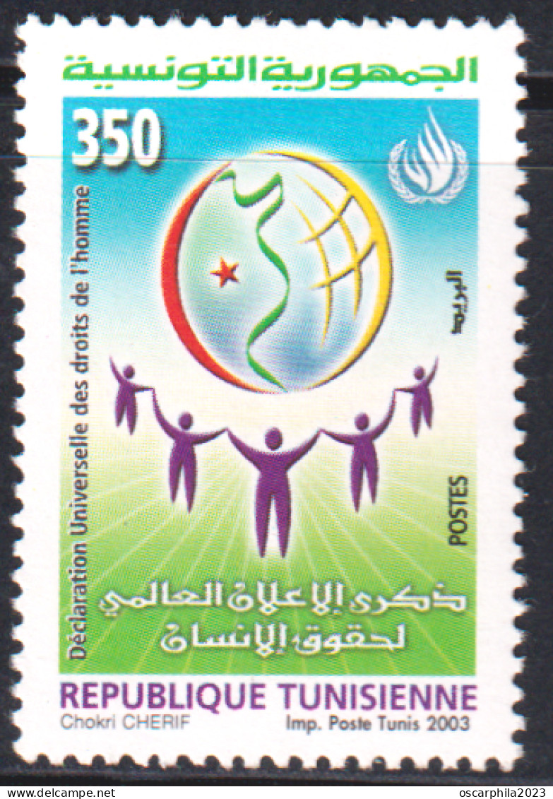 2003-Tunisie / Y&T 1503 - Commémoration De La Déclaration Universelle Des Droits De L'Homme-  1V/ MNH***** - Tunisia (1956-...)