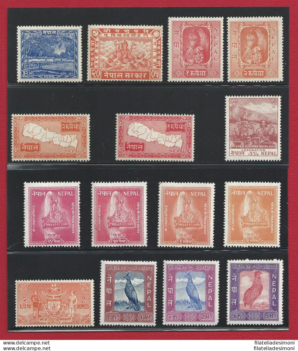 1949-1959 NEPAL, SG N. 64/133 - 84 Valori - COLLEZIONE  MH*  £ 1.050 - Nepal