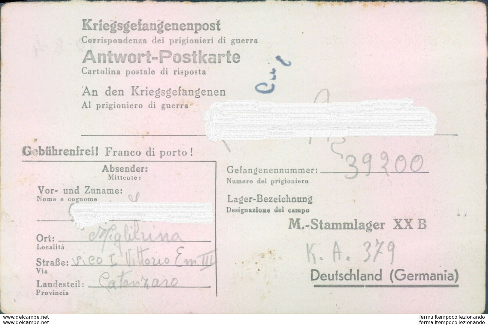 Pr32 -miglierina - Catanzaro Prigioniero Di Guerra In Germania - Franchise