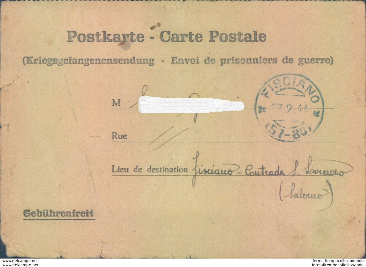 Pr25 -  Fisciano Prigioniero Di Guerra In Germania - Franchise