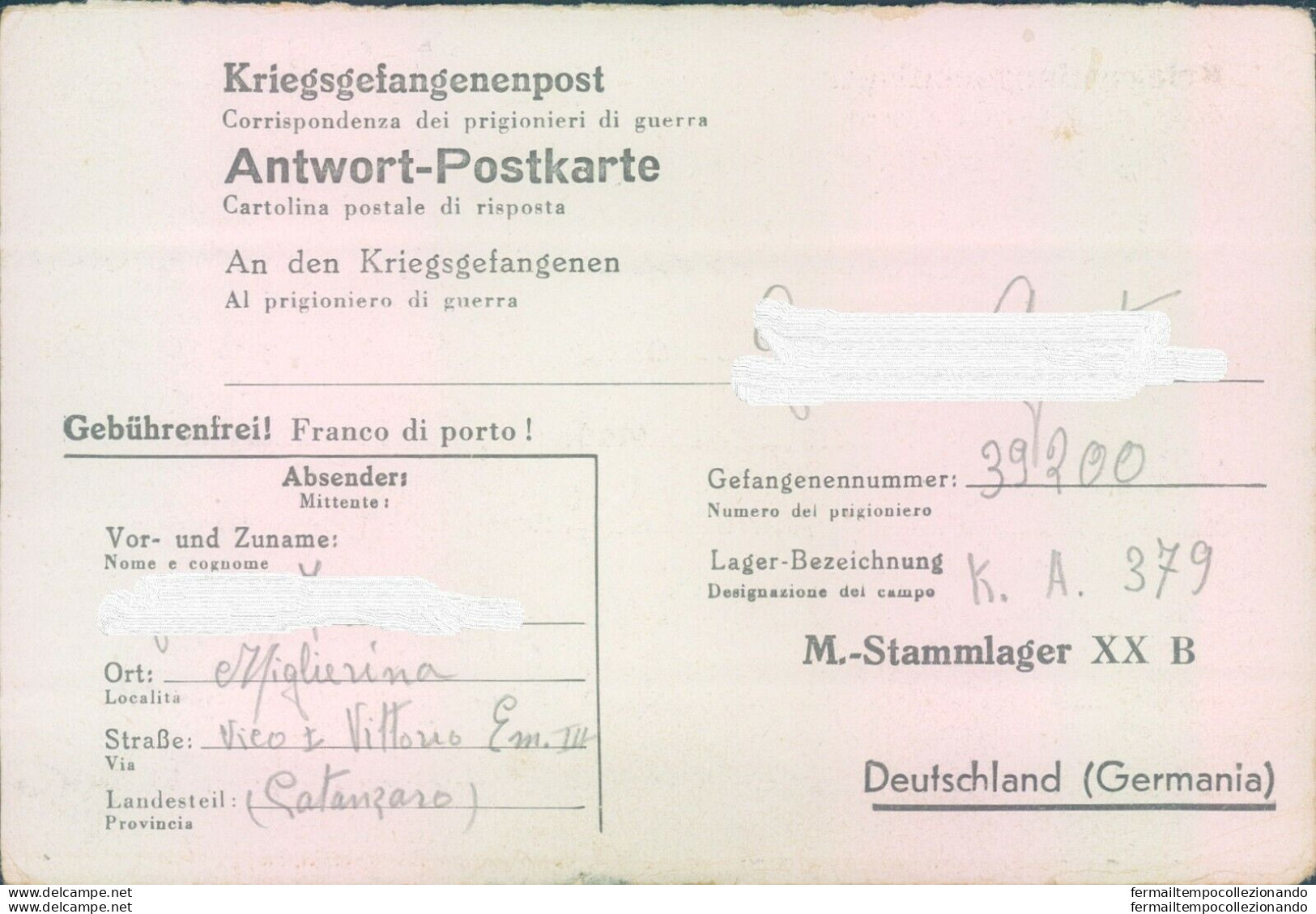Pr31 -miglierina - Catanzaro Prigioniero Di Guerra In Germania - Franchise