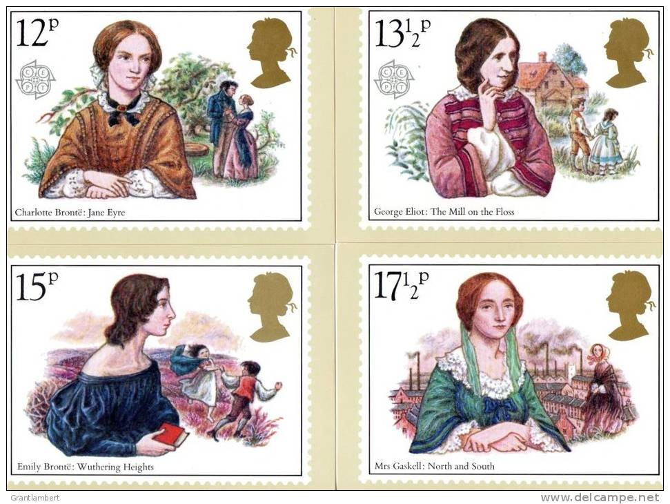 Great Britain 1980 Famous Women PHQ Series 44 Set Of 4 Unused - Bronte, Eliot, Gaskell - PHQ Cards