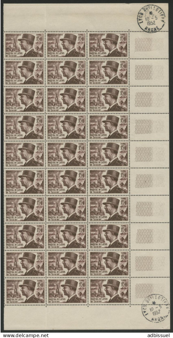 N° 892 12 Fr Maréchal De LATTRE Panneau De 30 Ex Neufs ** (MNH) Cote 70 € Voir Suite - Full Sheets