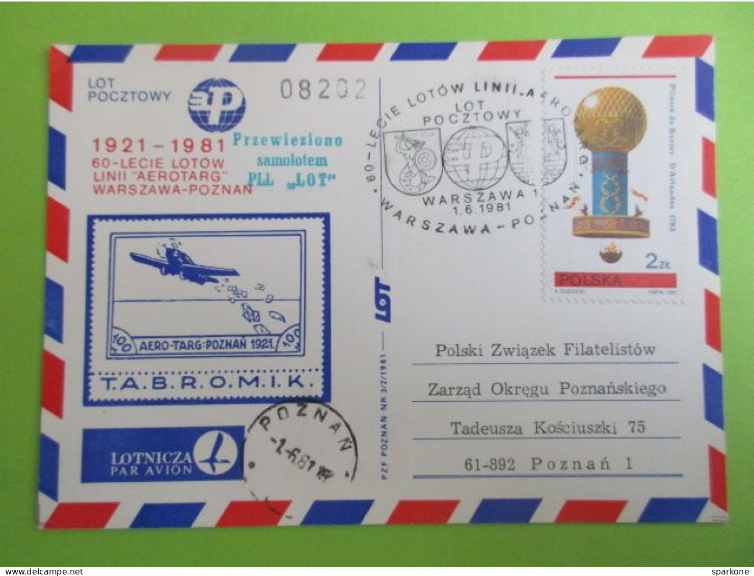 Carte - Lotnicza Par Avion - 1981 - - Maximum Cards