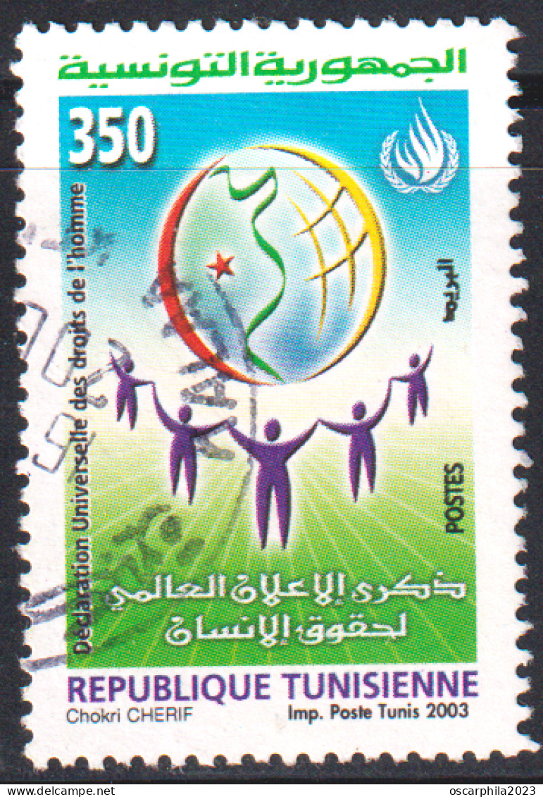 2003-Tunisie / Y&T 1503 - Commémoration De La Déclaration Universelle Des Droits De L'Homme-  1 V Obli - VN