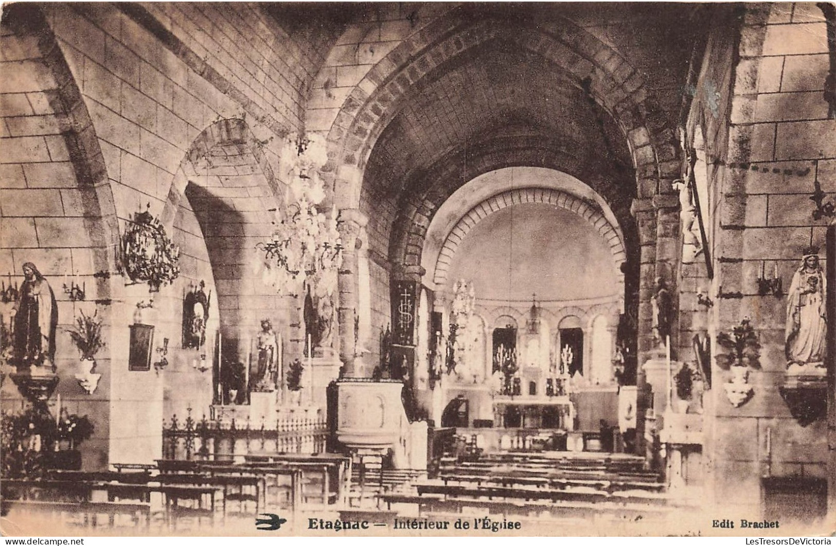 FRANCE - Etagnac - Vue Sur à L'intérieur De L'église - Vue Générale - Edit Brachet - Carte Postale Ancienne - Confolens