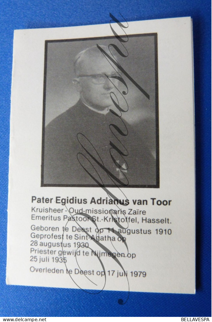 Pater Adrianus Van Toor Kruisheer Missie Congo Pastoor St Kristoffel Hasselt Deest 1910 Priester Nijmege  1979 - Obituary Notices