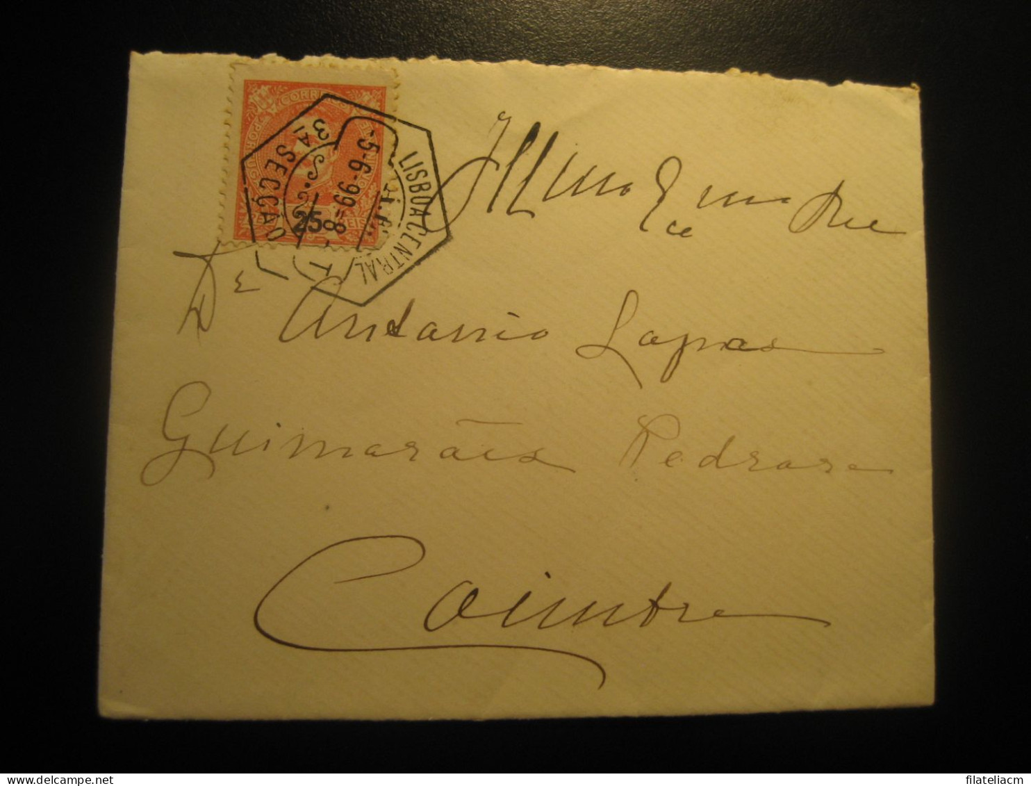 LISBOA 1899 To Coimbra Cancel Cover PORTUGAL - Lettres & Documents