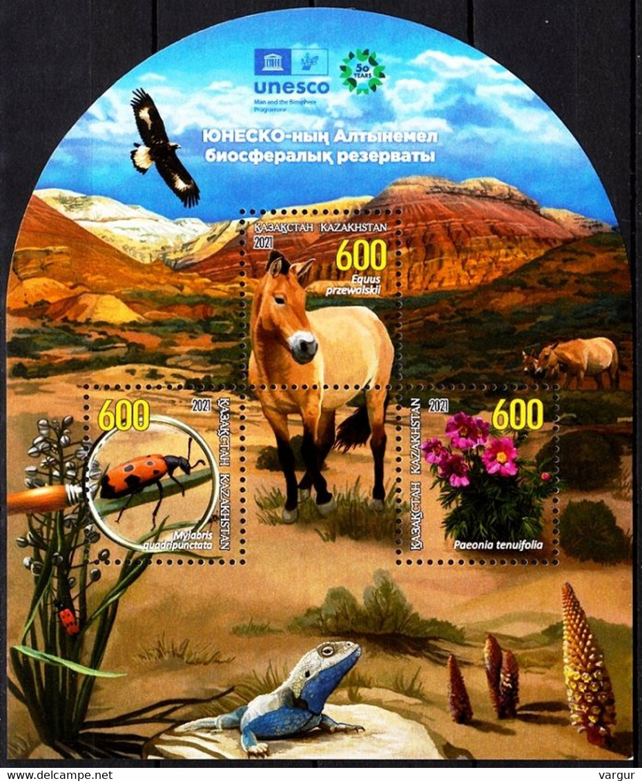 KAZAKHSTAN 2021-14 FAUNA And FLORA: Nature Reserve Altyn-Emel. S/Sheet, MNH - Protezione Dell'Ambiente & Clima