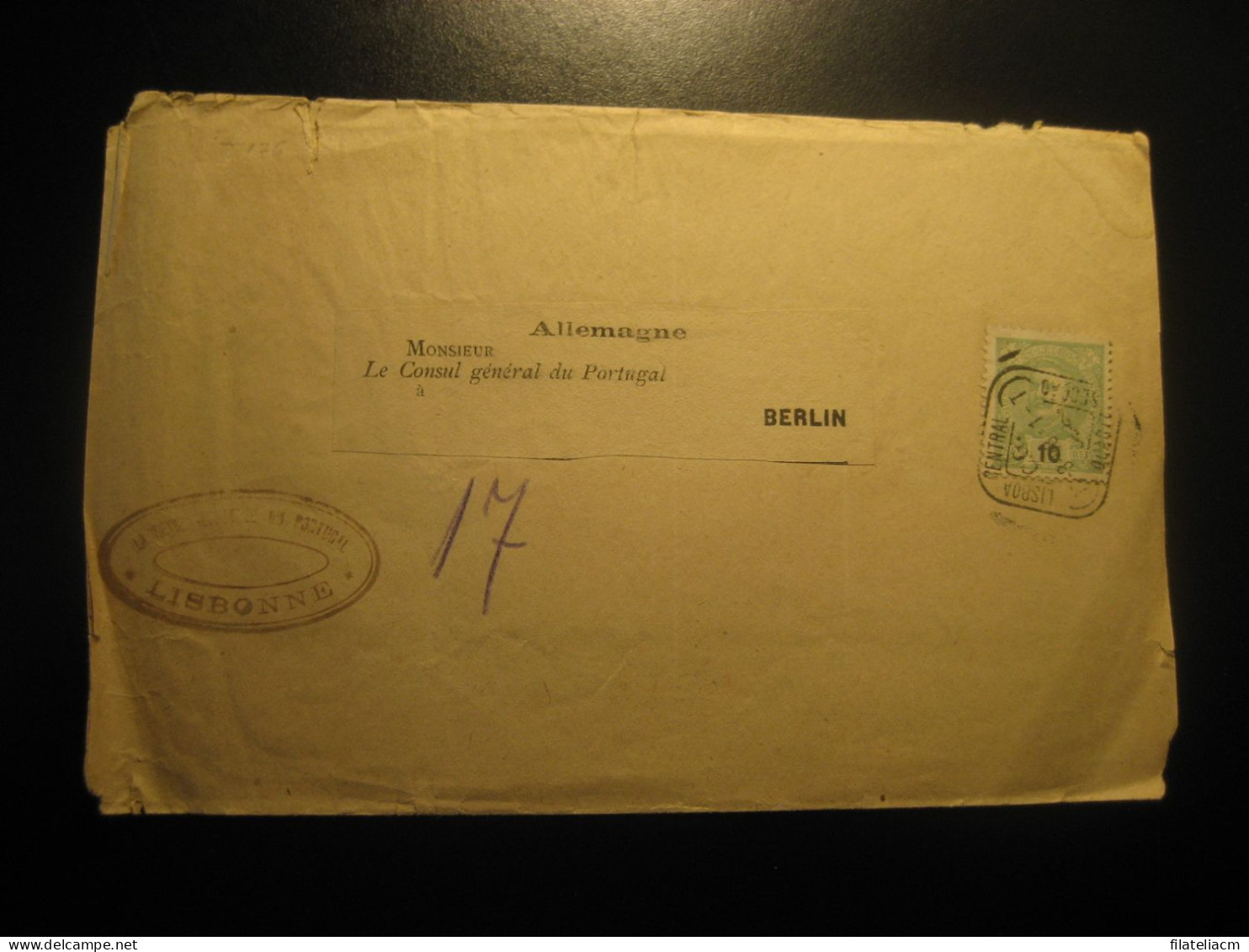 LISBOA 1898 To Consul Berlin Germany Cancel Slight Faults Wrapper Cover PORTUGAL - Storia Postale