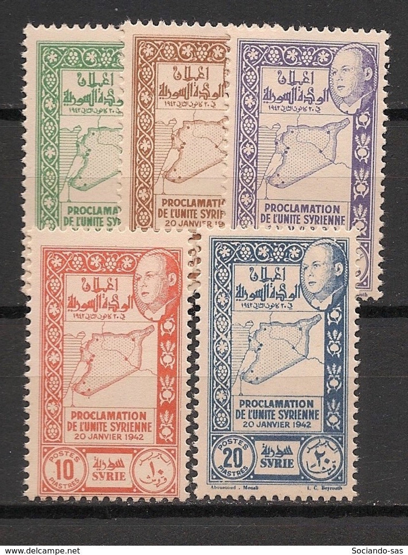 SYRIE - 1944 - N°YT. 266 à 270 - Unité Syrienne - Série Complète - Neuf Luxe ** / MNH / Postfrisch - Nuevos