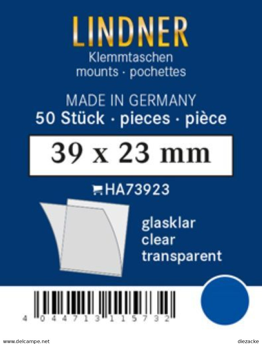 Lindner Klemmtaschen-Zuschnitte Klar 39 X 23 Mm (50 Stück) HA73923 Neu ( - Autres & Non Classés